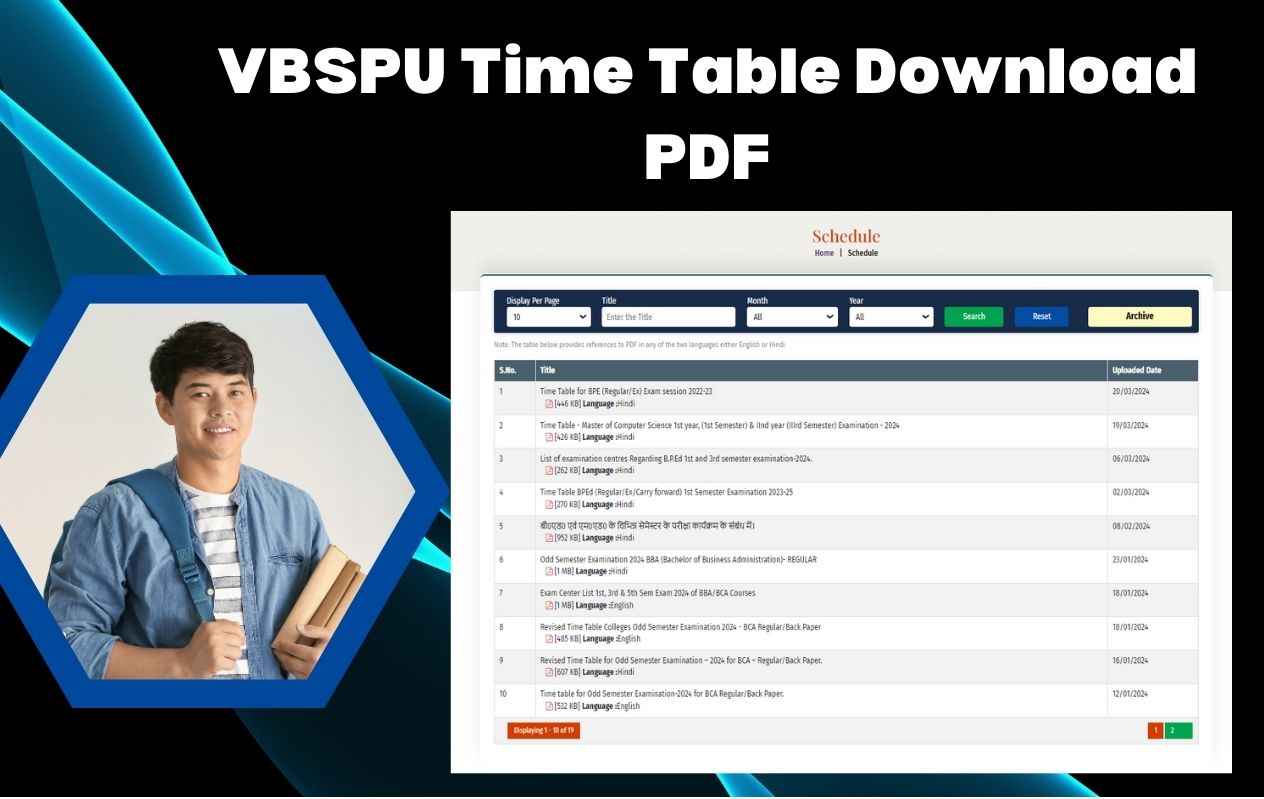 VBSPU Time Table Download PDF