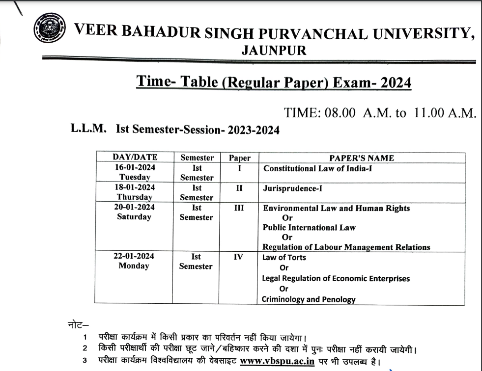How To VBSPU Time Table Download PDF Jaunpur