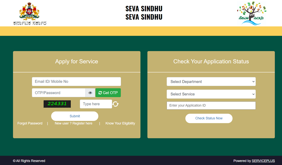 Sevasindhu Karnataka Gov in Application Login & Registration