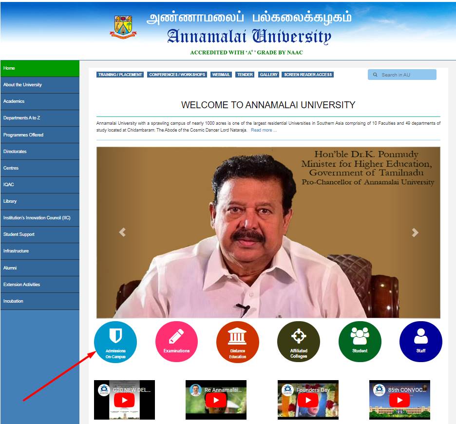 Annamalai University Admission Form