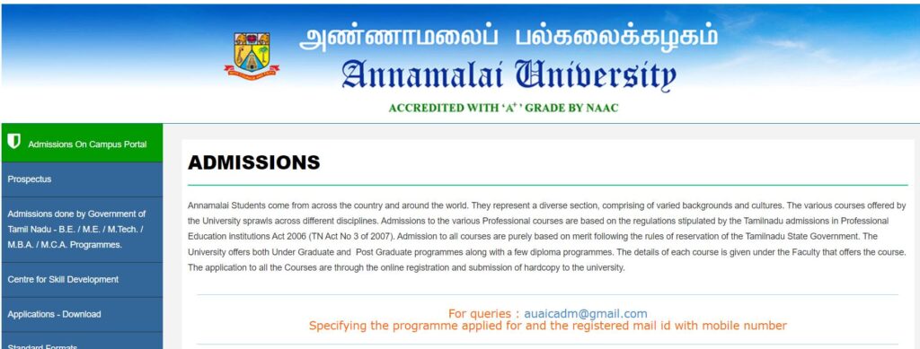 How To Apply Annamalai University Admission