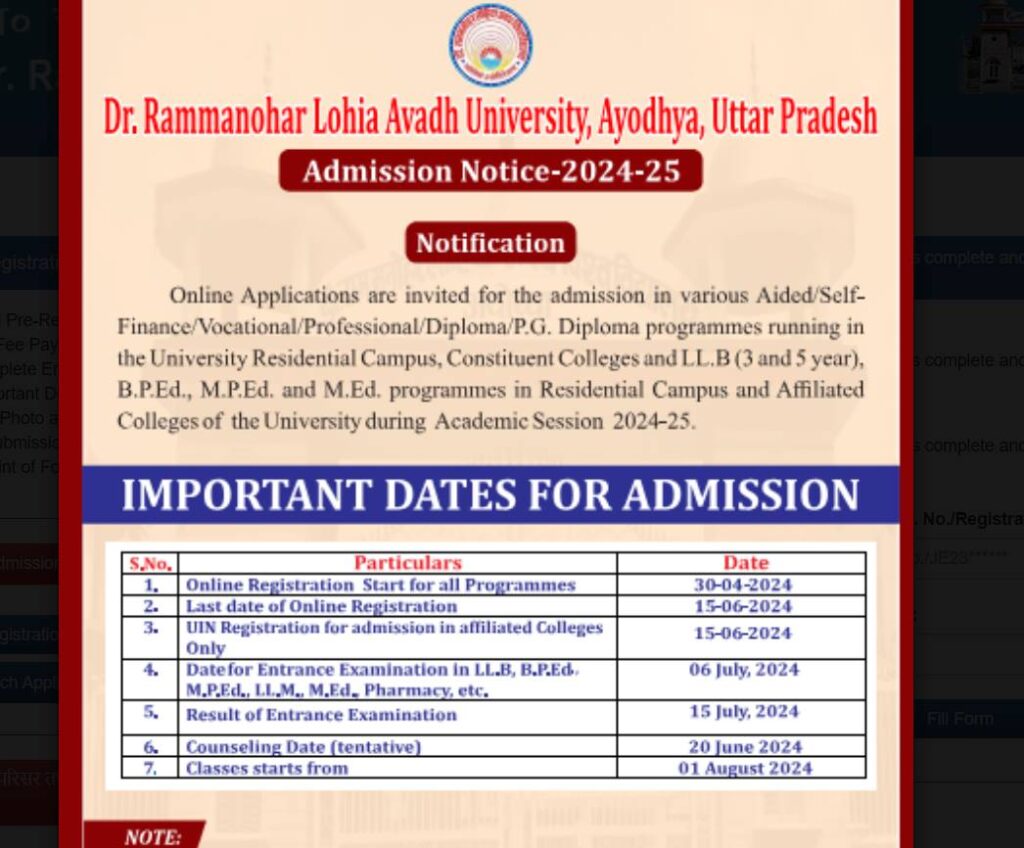 How To Apply RMLAU Admission
