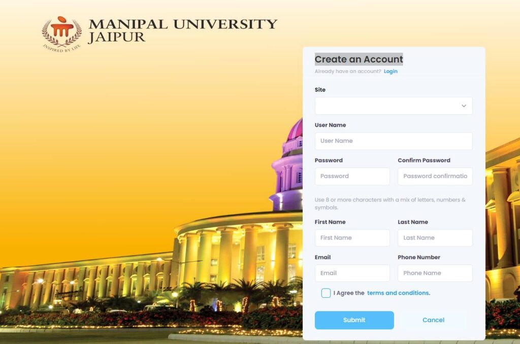 How To Create An Account Manipal University Jaipur
