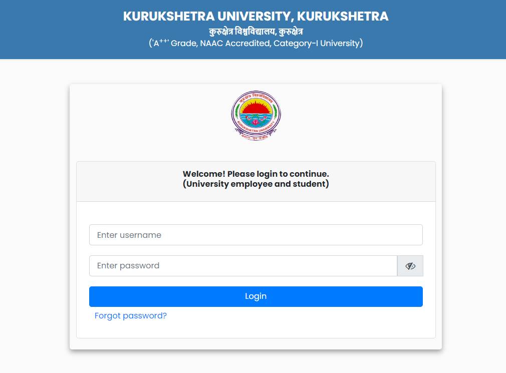 Kurukshetra University Login