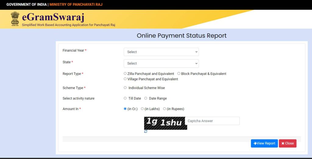Online Payment Status Report