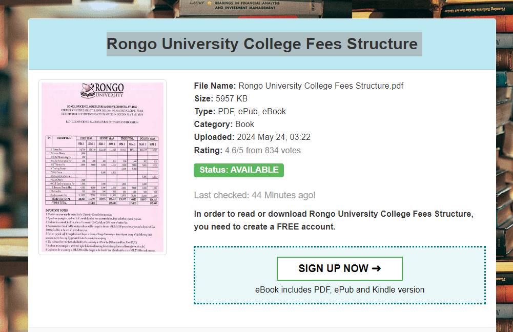 Rongo University College Fees Structure

