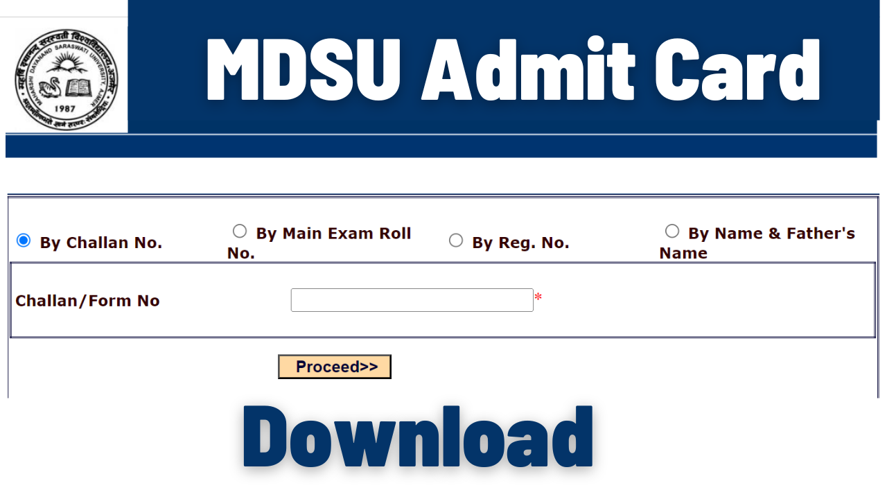 MDSU Admit Card Exam Date, Call Letter, 1st, 2nd, 3rd Year