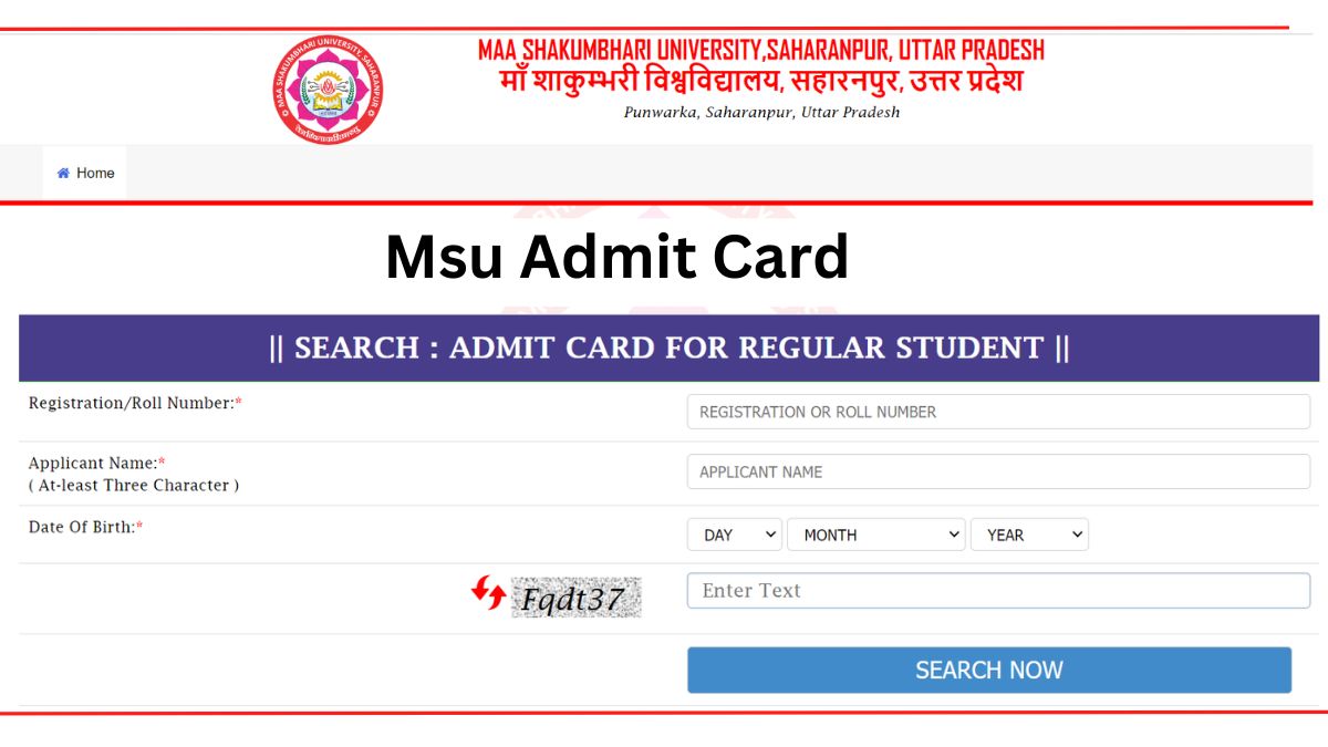 Msu Admit Card Result, Student Login